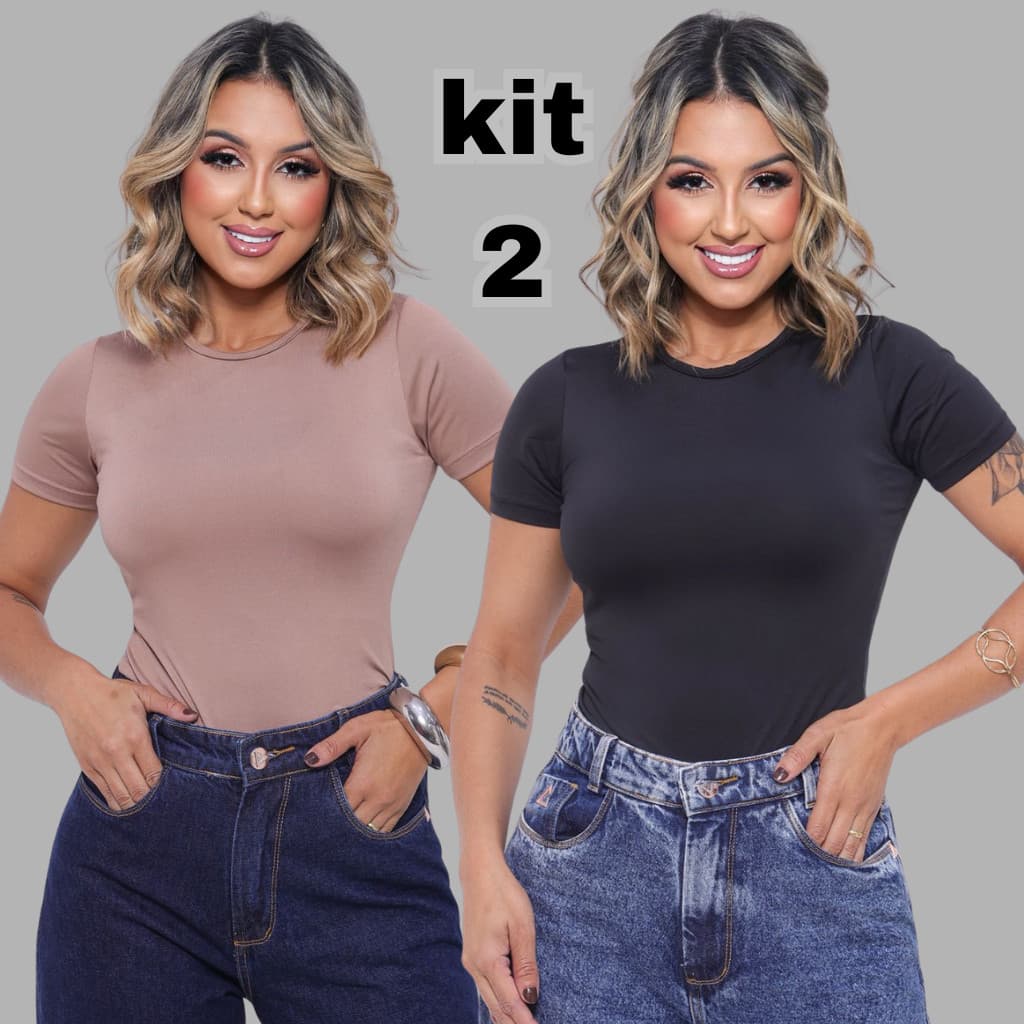 Kit 2 Baby Tee Manga Curta Baby Look Feminina Academia Suplex Tendecia Blusinhas Blusa