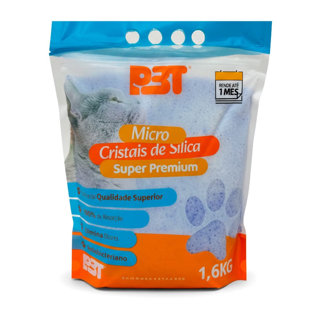 Areia Sanitária de Gato Micro Cristais Sílica FINA 1,6kg P3T