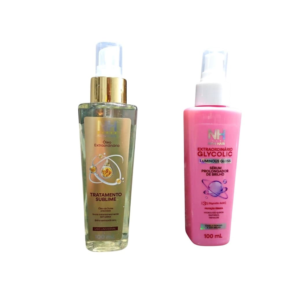 Kit 2 itens - Óleo Extraordinário 100ml NEW HAIR + Sérum Glycolic 100ml | Reparador de pontas
