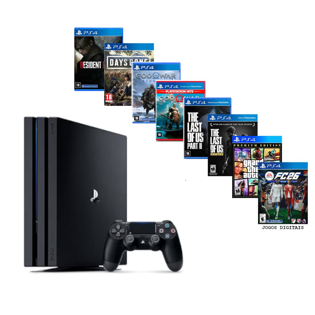Sony Playstation 4 1000gb Ps4 Pro + 8 JOGOS III