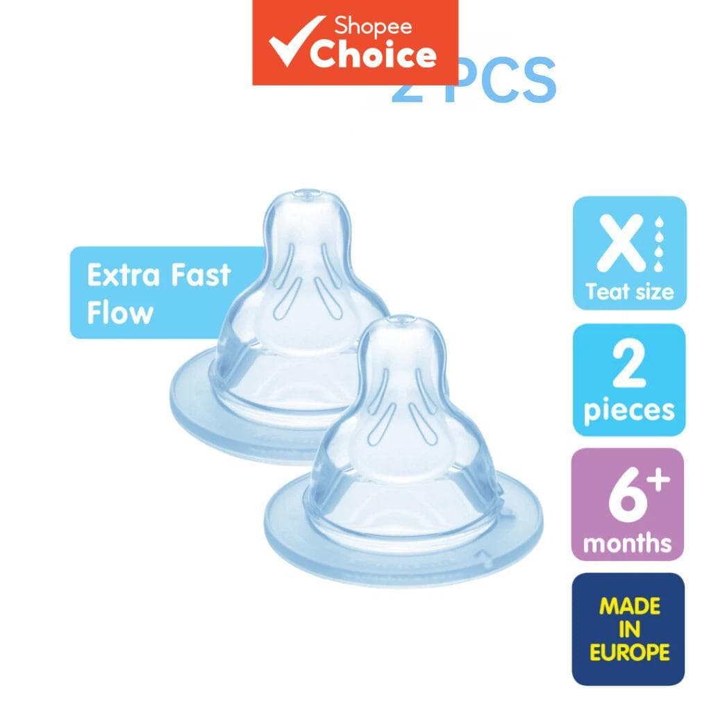  【2 unidades】 MAM Bico de Mamadeira para Bebês a partir de 6+m - SUPER FLUXO RÁPIDO com 2 peças de 52mm de diâmetro de