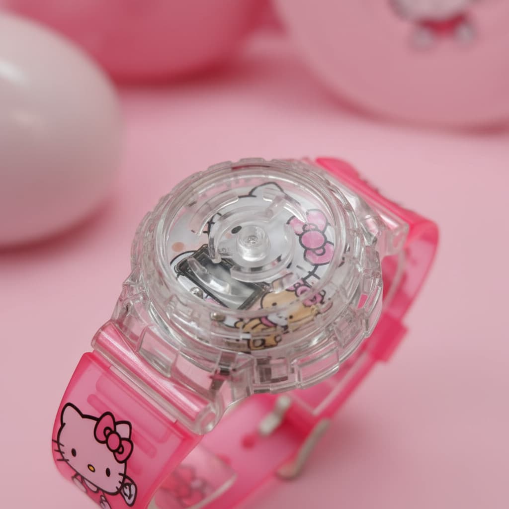Relogio Modinha De Criaça Brinquedo Relógio De Criança Infantil Hello Kitty Com Leds