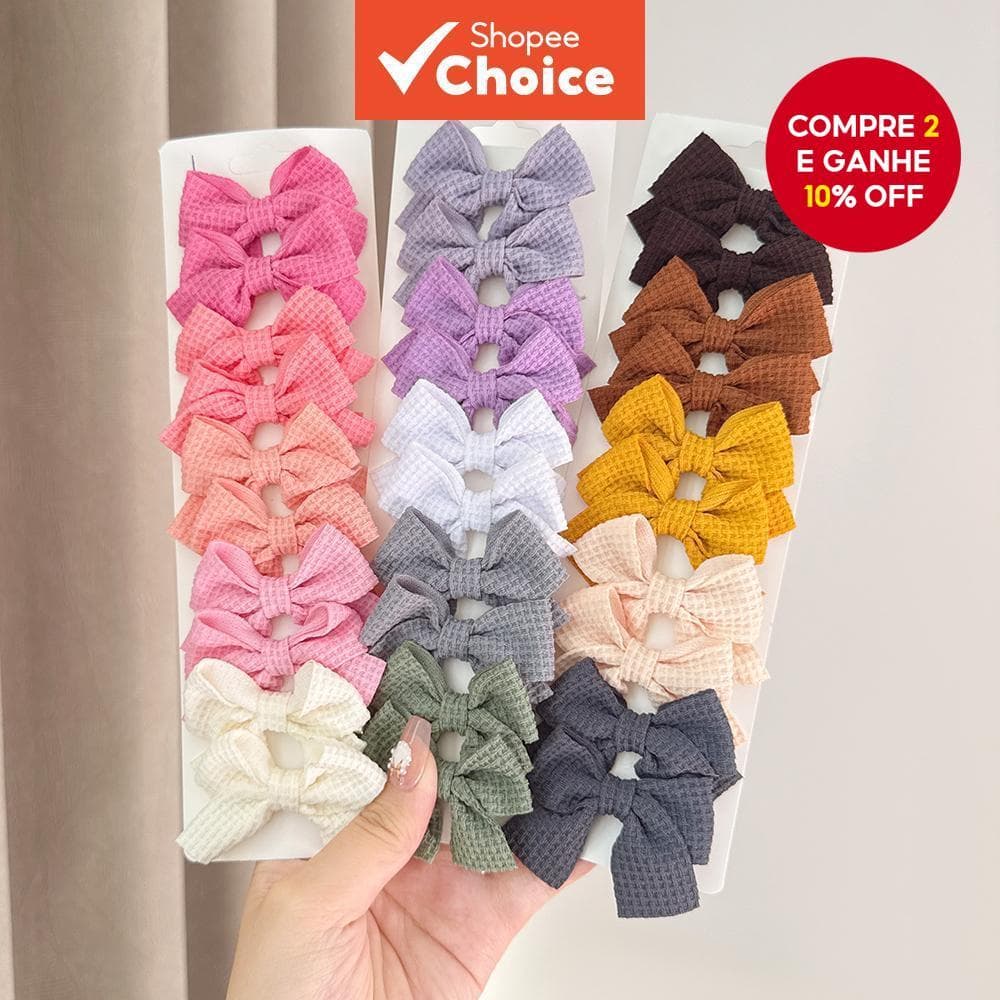  10 peças/conjunto Presilhas de Cabelo com Laço Fofo para Meninas, Laços de Cabelo Feitos à Mão, Acessórios de Moda para