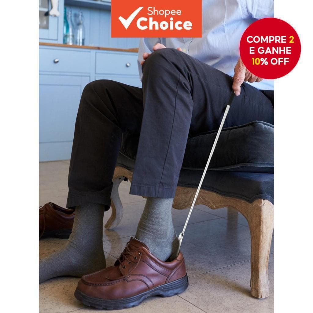 Novo New calçador de aço inoxidável ajustável em três seções, com cabo extensível, utensílio doméstico para calçar