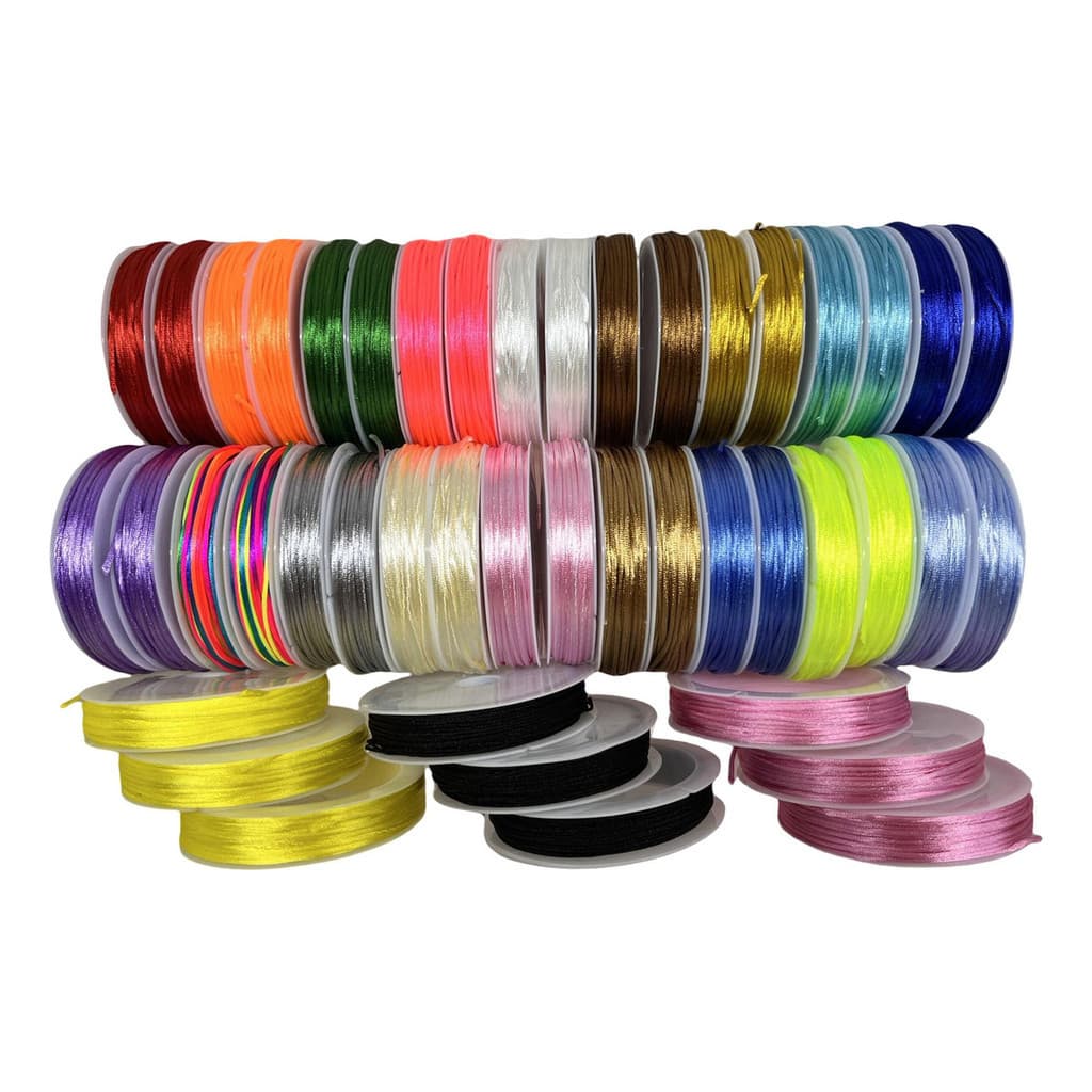 Kit 10 Cores Fio Cordão Cetim Seda Rabo De Rato 1mm - 100m - pode escolher qualquer cor