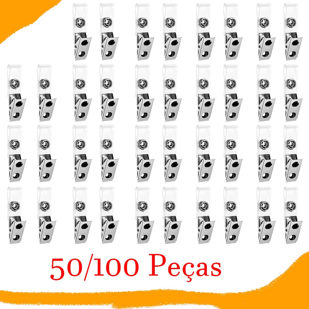50/100 Pçs clipes de crachá de metal,tiras de PVC, clipe de crachá de metal para cartões de identificação, porta-crachás