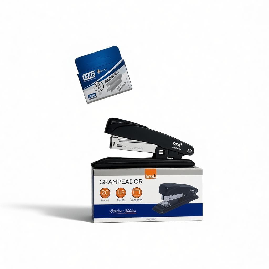 Kit Grampeador Metal + 1.000 Grampos 26/6 Galvanizados Escolar Escritório BRW