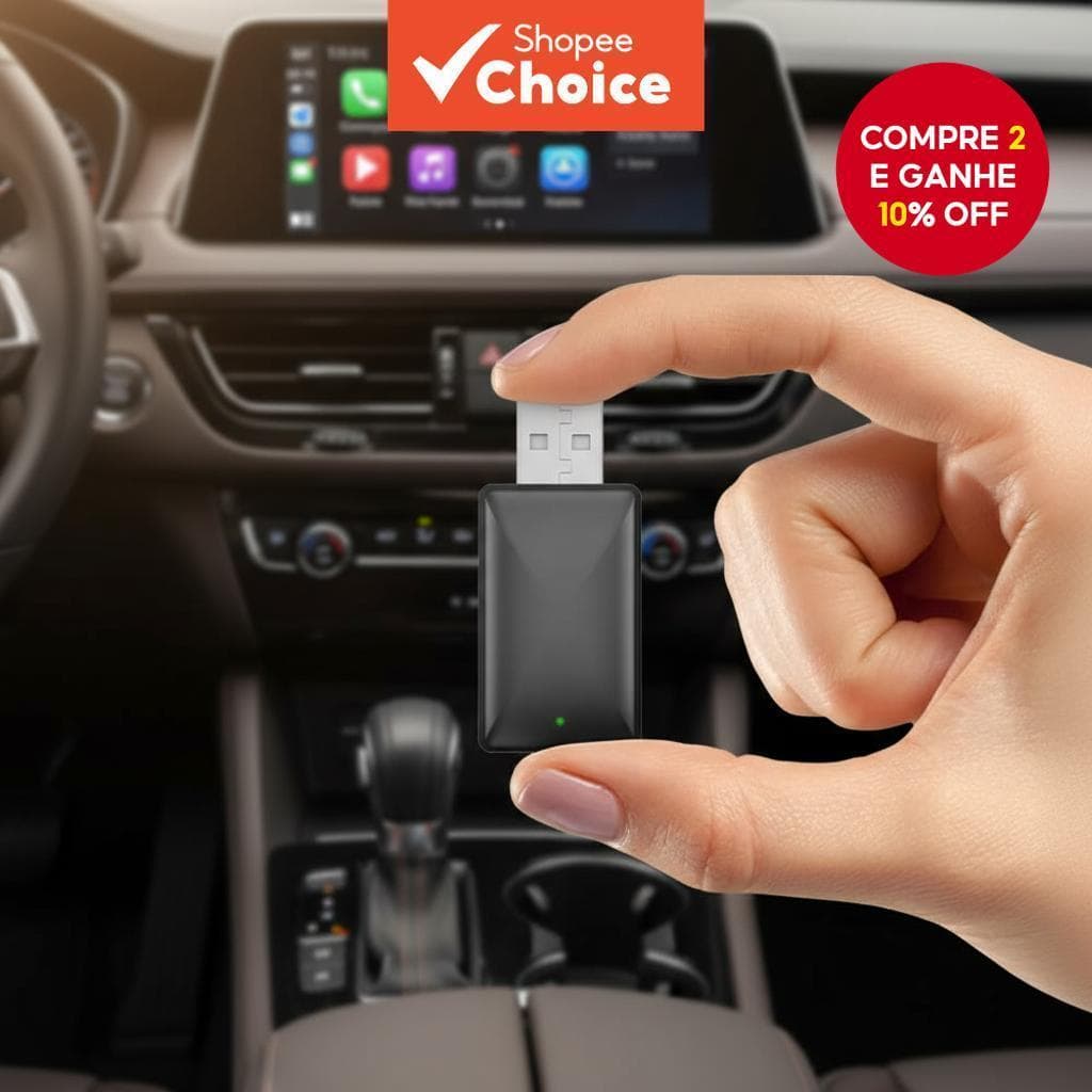  2025 2-em-1 Upgrade: Mini Adaptador Sem Fio CarPlay & Android Auto para Veículos, Mude do Com Fio para o Sem Fio