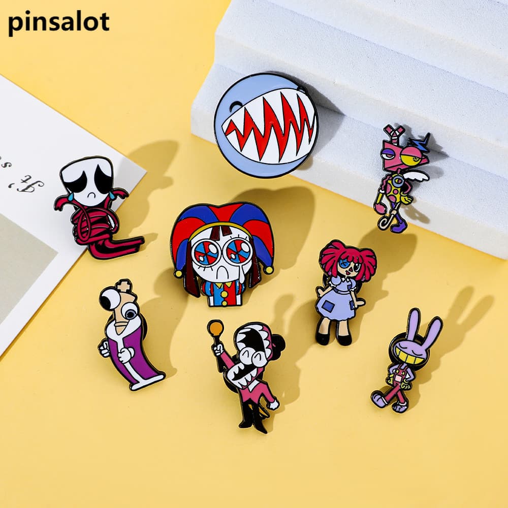 Incrível Desenho Animado Digital Anime Circo Broches Pomni Jax Esmalte Pinos Teatro Metal Personalizado Lapela Emblemas 