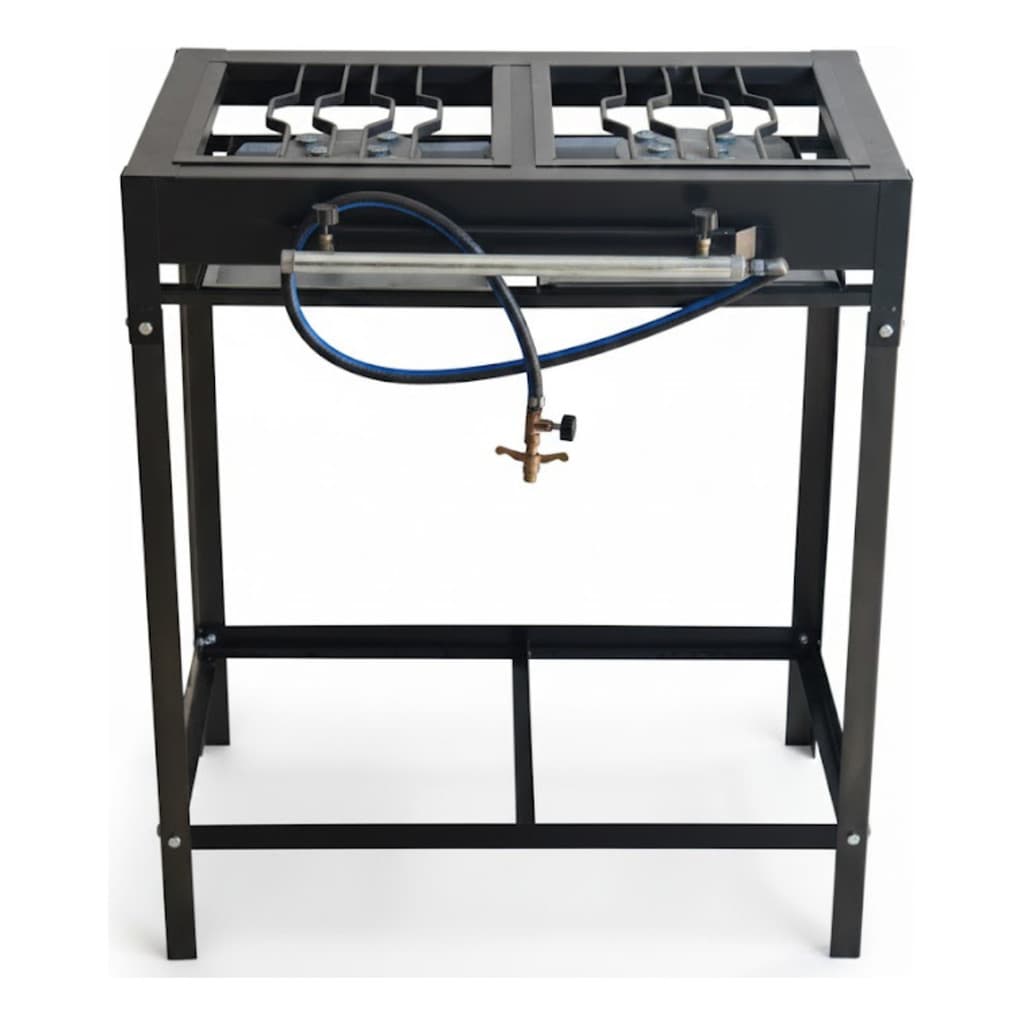 Fogão Industrial 2 Bocas Em Aço Preto E Registro De Gás