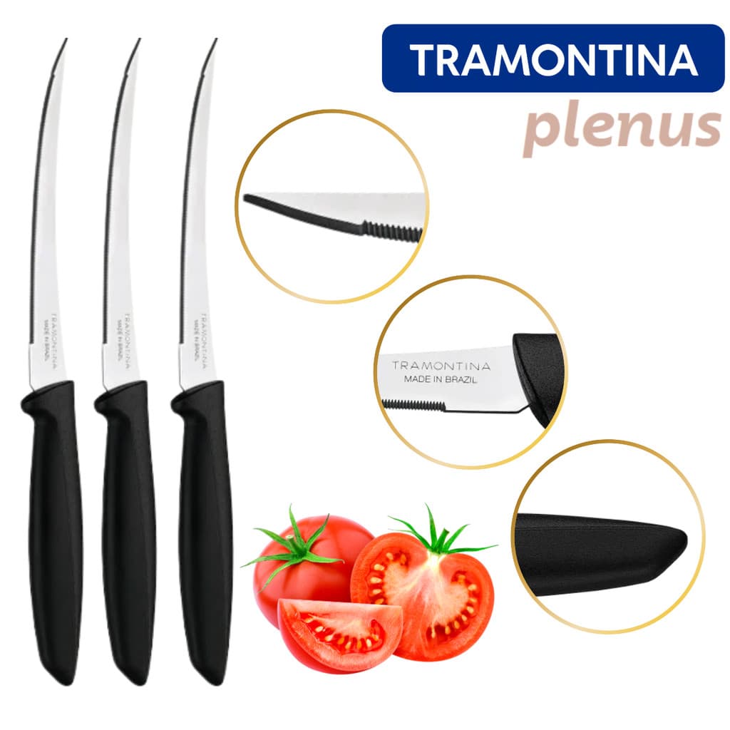 Faca Tomate Tramontina Plenus Micro Serrilhada em Inox