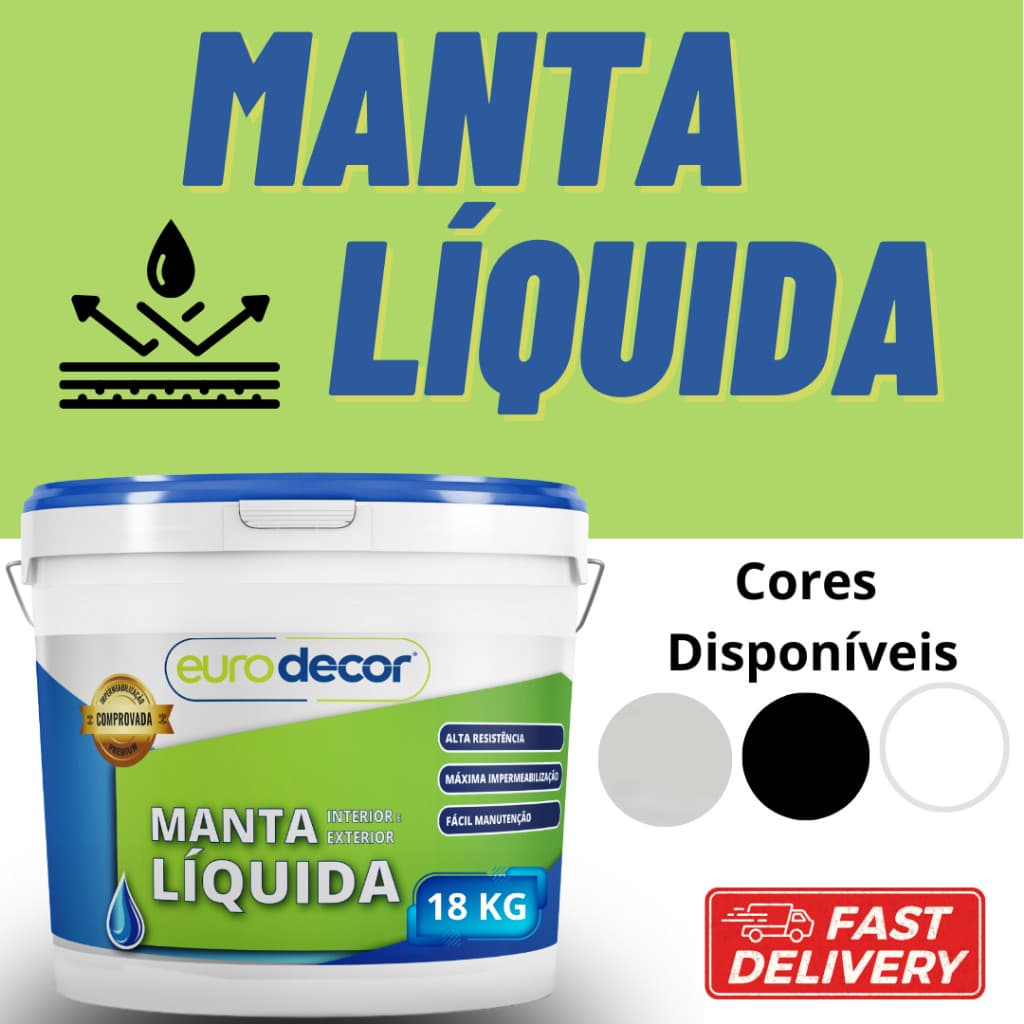 Manta Líquida 18kg Emborrachada Impermeabilizante Eurodecor Várias Cores  18kg ou 12kg