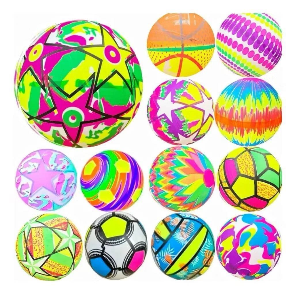 KIT1/3/6/12 BOLAS De Praia Vinil Inflavel Infantil Colorida Plastico Personalizada（estilo aleatório）（Bola--005）