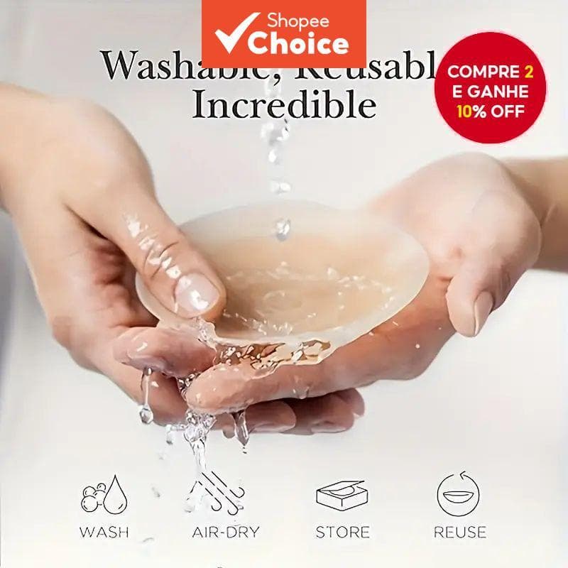 Capas Reutilizáveis Para Mamilos De Silicone 8 Cm-Autoadesivas , Invisíveis E Elevadores Mulheres (1 Par)