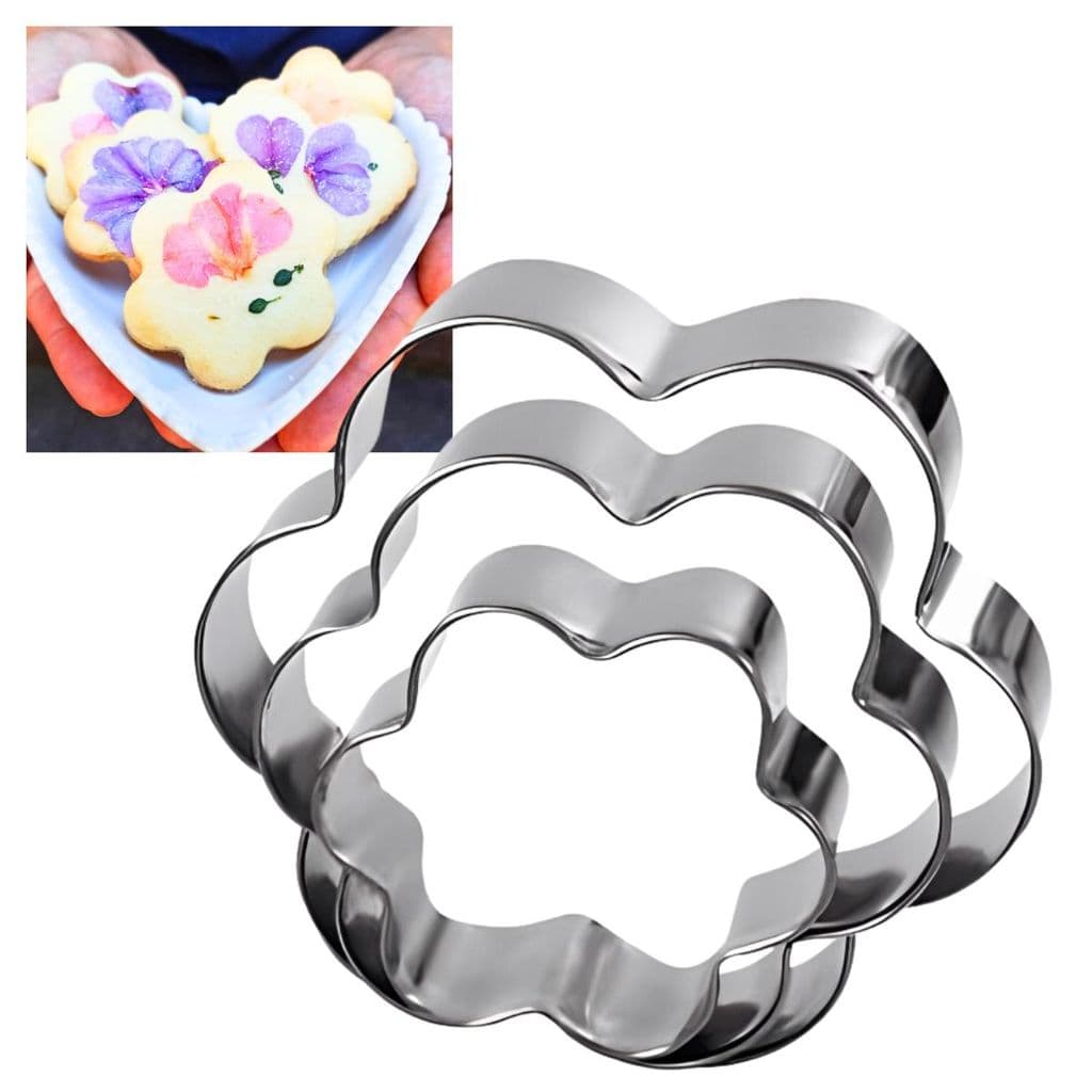 JOGO 3 MODELADORES DE BISCOITOS FORMATO FLOR DE INOX Páscoa