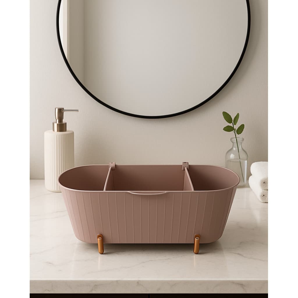 Porta Algodão e Cotonete com 3 Divisórias – Organizador Acrílico para Banheiro e Maquiagem