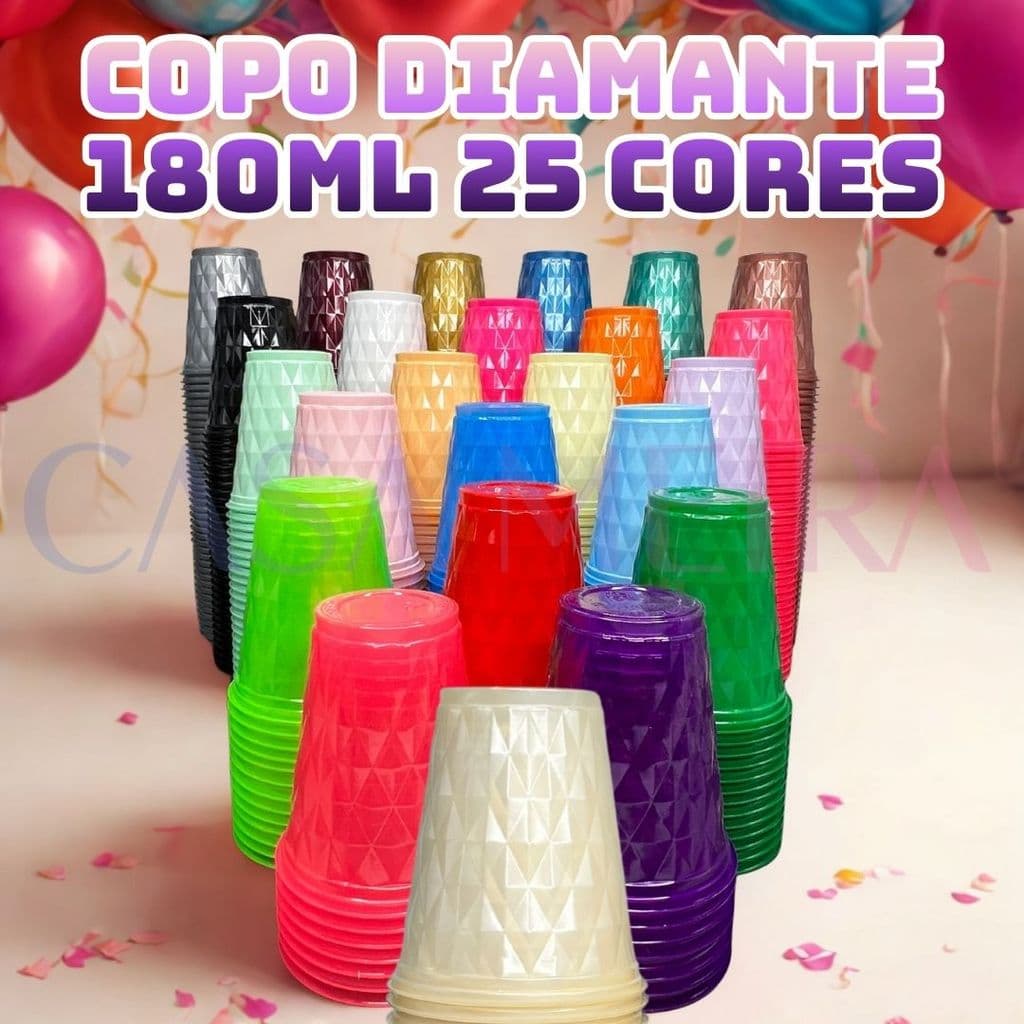 Pacote 40 Copos Diamante Premium Descartável Aniversário Festa Neon Perolado Candy Pastel Escolha A Cor