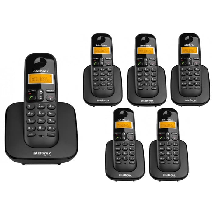 Kit Telefone Sem Fio Ts 3110 + 5 Ramais Ts 3111 Intelbras
