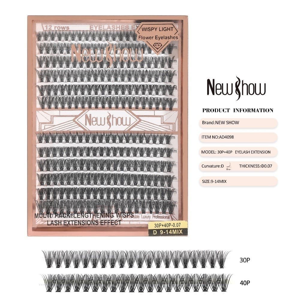 New Show Cartela De Cilios Tufo Tufinho New Show 10P+20P/TL08+TL16/20P+30P/30P+40P 0.07D 9-14Mix