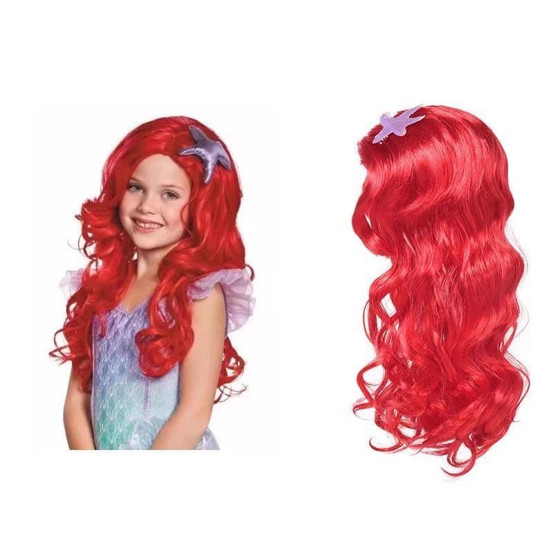 Peruca Ariel infantil Vermelha Trança fundo mar festa decoracao Fantasia halloween - Envio imediato