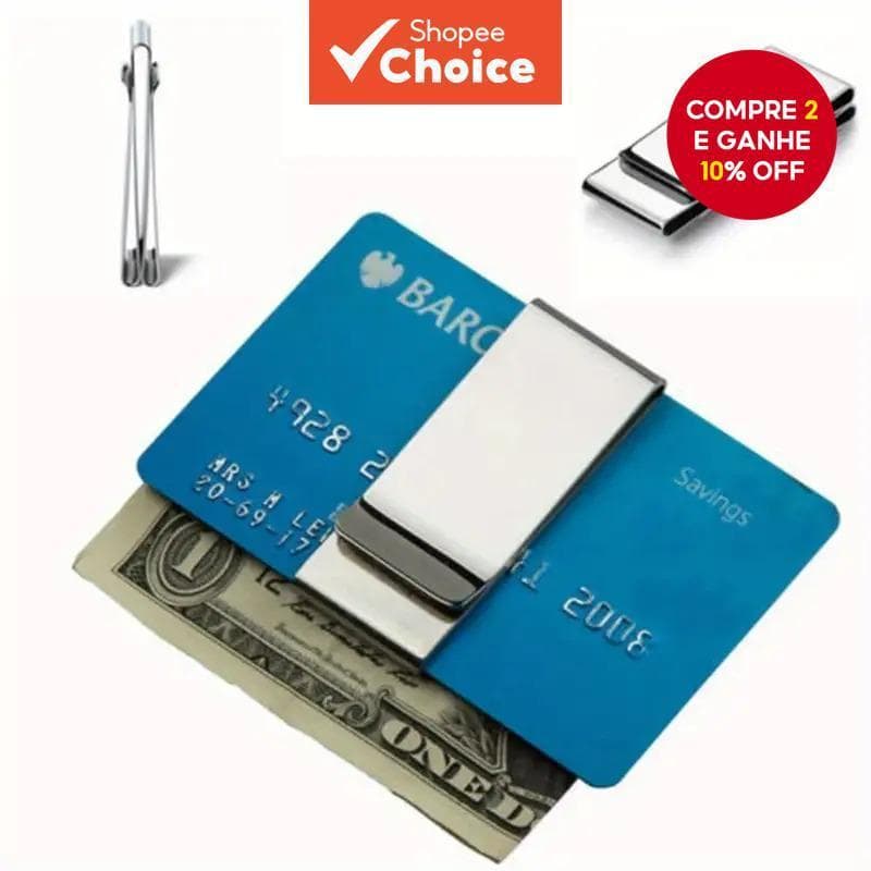 1 Peça Clipe De Dinheiro De Bolso De Aço Inoxidável Masculino , Suporte De Cartão De Braçadeira De Metal , Porta-Crédito