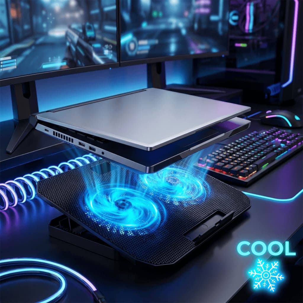 Suporte Notebook Base Refrigerada 2 Ventoinhas Silenciosas Ajustavel Refrigera Eficiente
