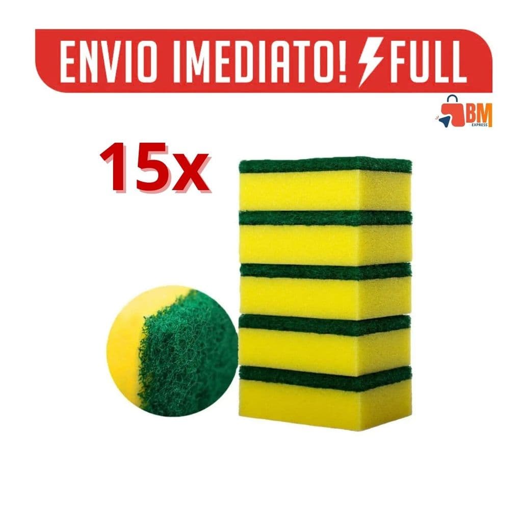 Kit com 15 Esponjas de Louça Esponflora Dupla Face Multiuso - Limpeza Pesada e Suave