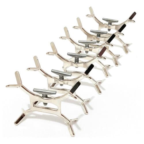 Kit 6 Trava Espetos Churrasco Suporte Para Virar O Espeto 