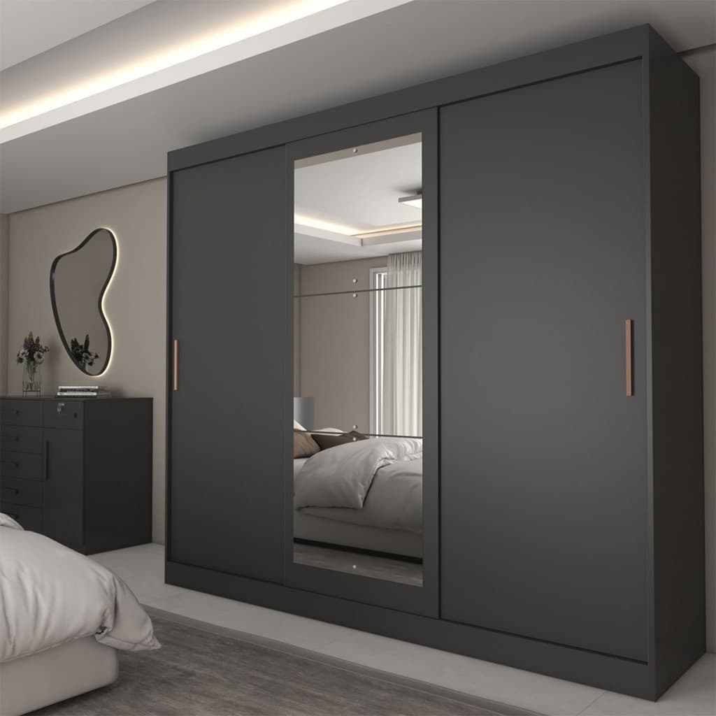 Guarda-Roupa Casal Columbia 3 Portas 2 Gavetas com Espelho 100% Mdf - Panorama Móveis