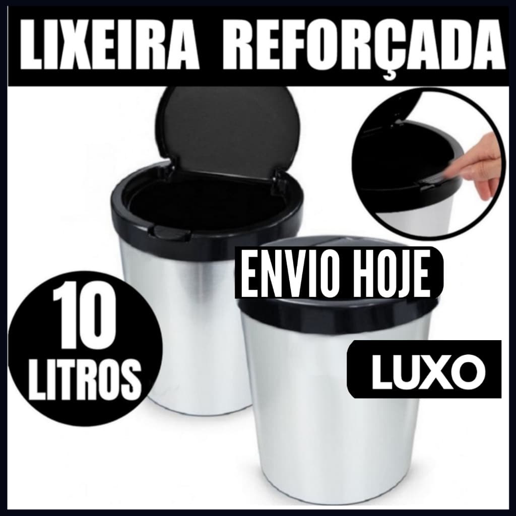 1LIXEIRA CESTO DE LIXO 10 LITROS AUTOMÁTICA TAMPA CLICK PARA BANHEIRO COZINHA ESCRITÓRIO QUARTO