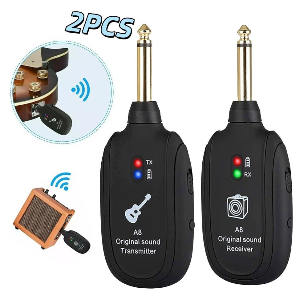 Transmissor E Receptor Sem Fio UHF A8 Para Guitarra, Baixo E Outros Instrumentos
