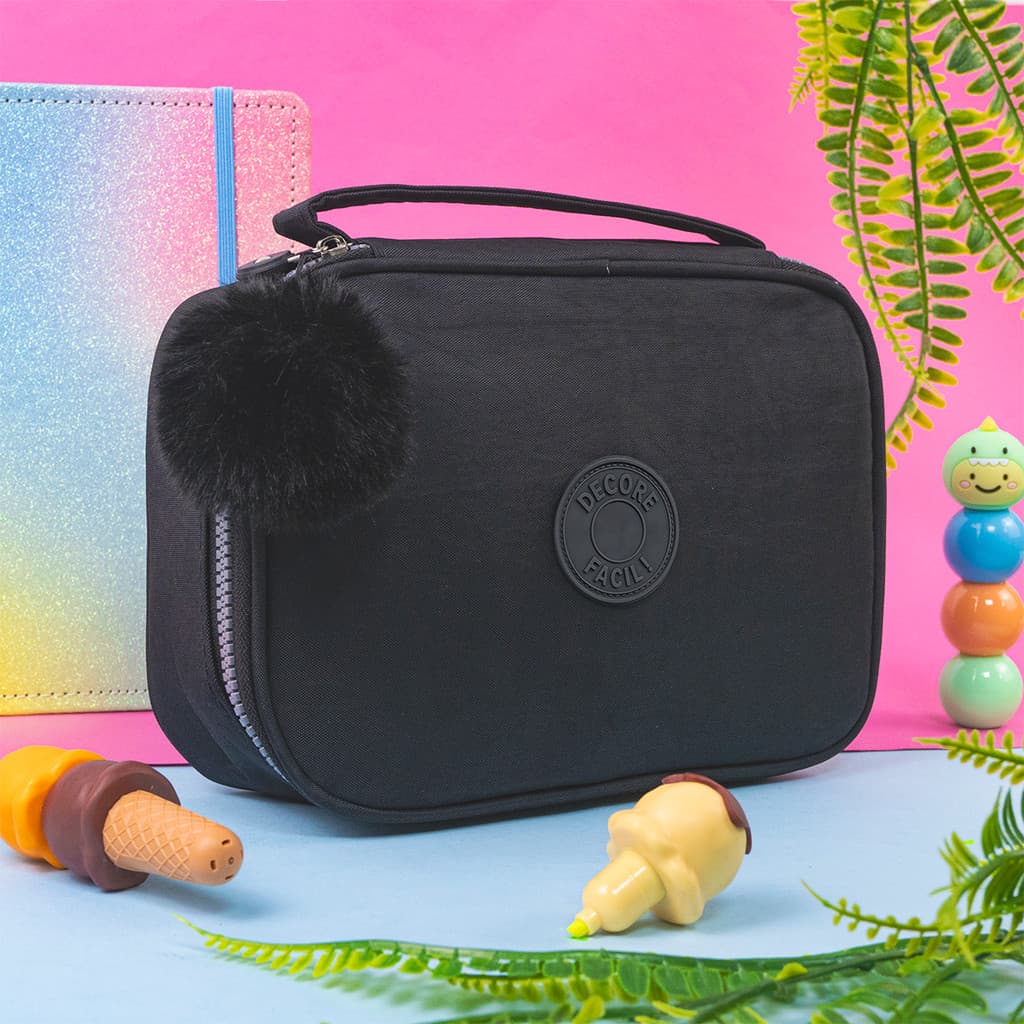 Estojo Organizador Escolar Grande Jumbo Masculino Feminino Box Liso Divisórias Elásticos Bolsinha