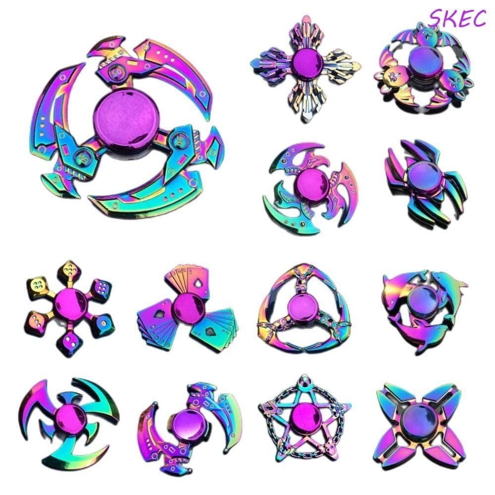 SKEC Metal Rainbow Finger Spinner , Alloy Dragon Wings Hand Anti Pressão-Ansiedade Fingertip Gyro