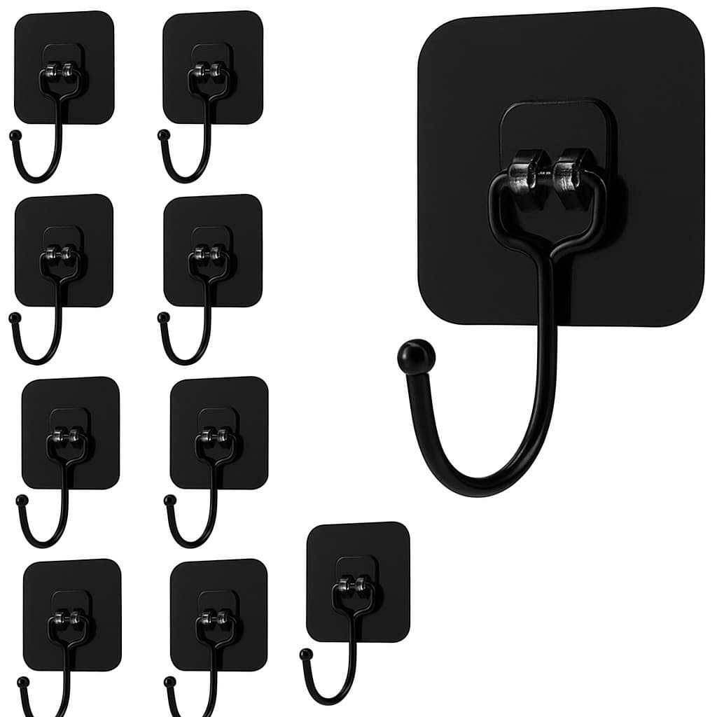 Kit  Ganchos Adesivos Transparente – Organizador Multiuso para Banheiro e Cozinha