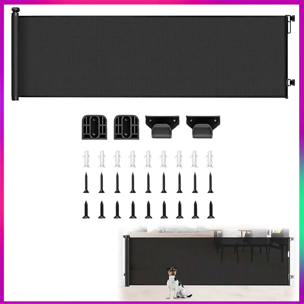 3m Preto Portão Retrátil de Segurança Grade de Proteção Retrátil para Escadas Grade Tela de Proteção Portao Grade