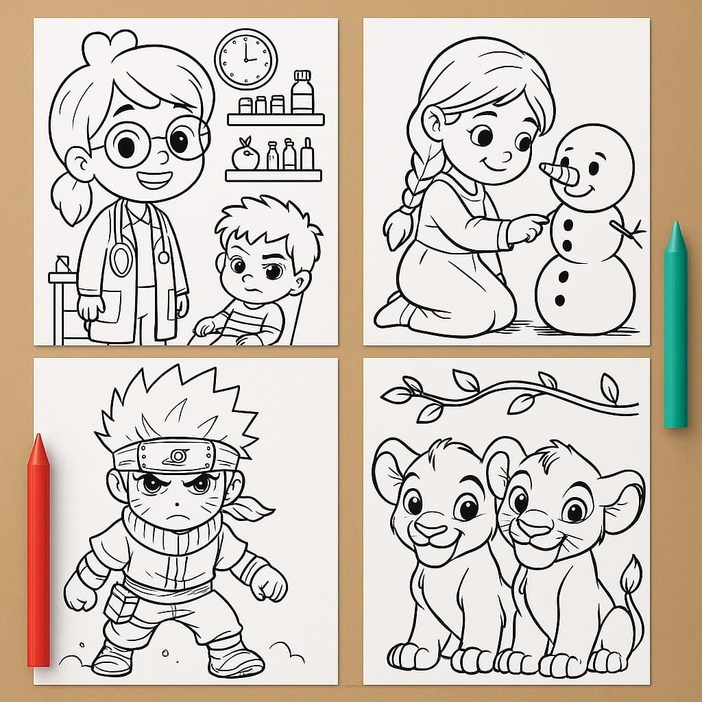Desenhos para Colorir e Pintar Menino e Menina Folhas Soltas Temas Variados Envio Rápido