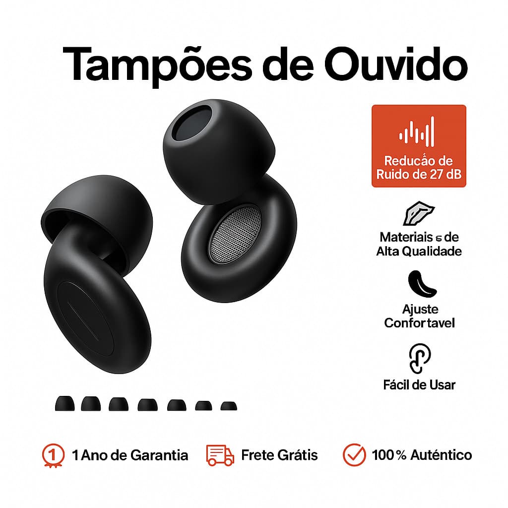 Kit Tampões de Ouvido Silicone Ultra-Macios 8 Tamanhos Protetor Auditivo Dormir e Redução de Ruído
