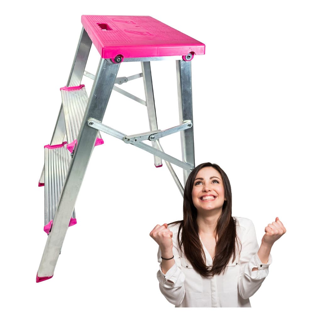 Escada Banqueta Alumínio Forte Tesoura Ágata100kg 03 Degraus
