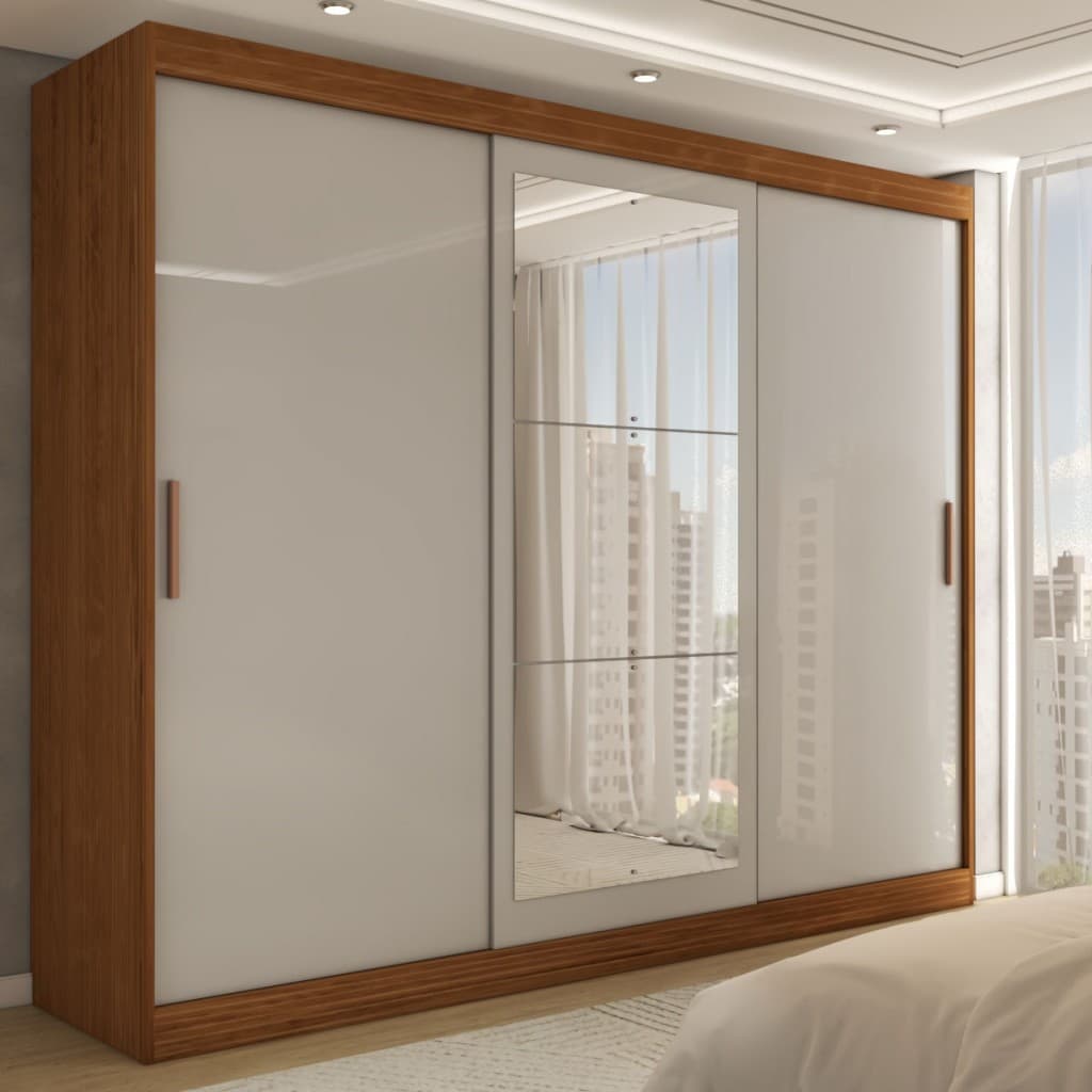 Guarda-Roupa Casal Harvard 3 Portas 2 Gavetas com Espelho 100% Mdf - Panorama Móveis