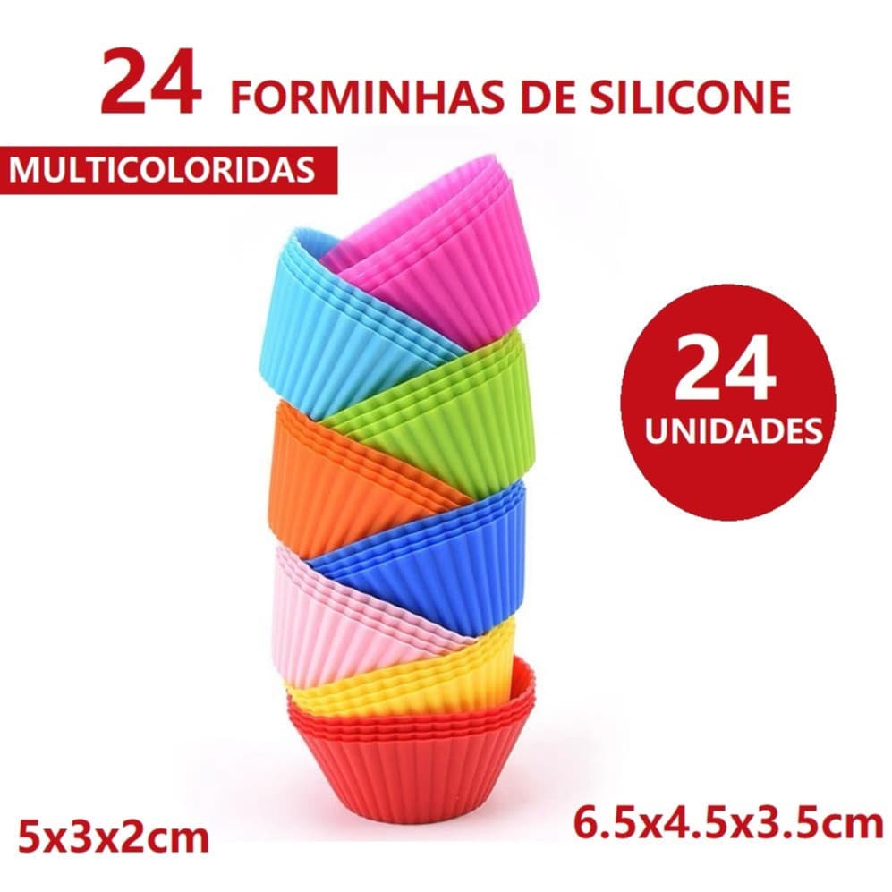OFERTA Forminhas Multicolorida 24 ou 12Uns Forma Redonda 6.5cm Silicone Ou 5cm Brigadeiro Tortinha Bolinhos