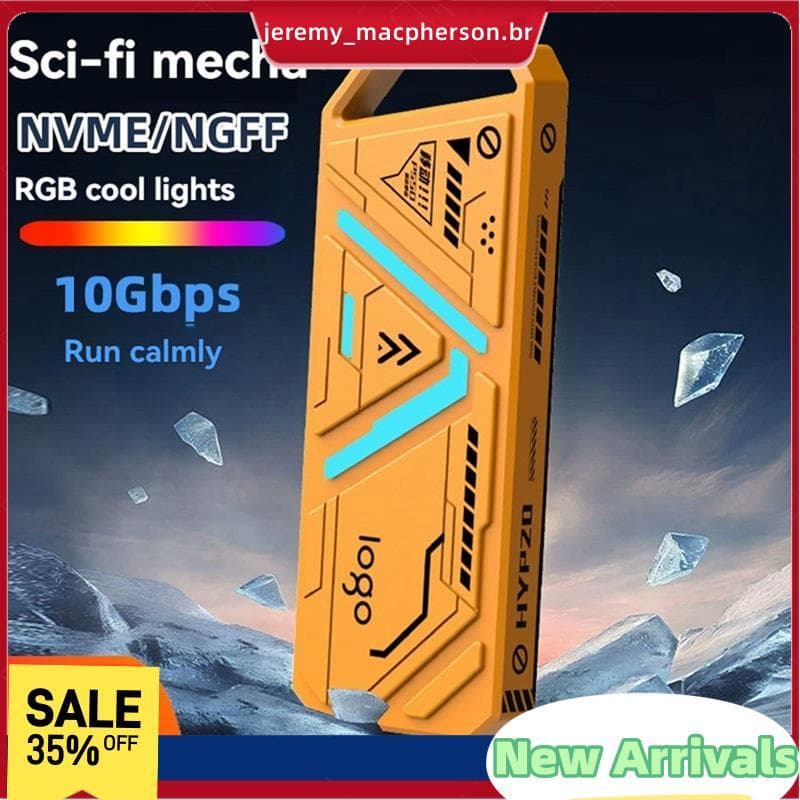 M2 SSD Caso M . 2 NGFF/NVME Protocolos Duplos Gabinete Portátil RGB De Disco Rígido USB3.1 Tipo-C 10Gbps Para PC