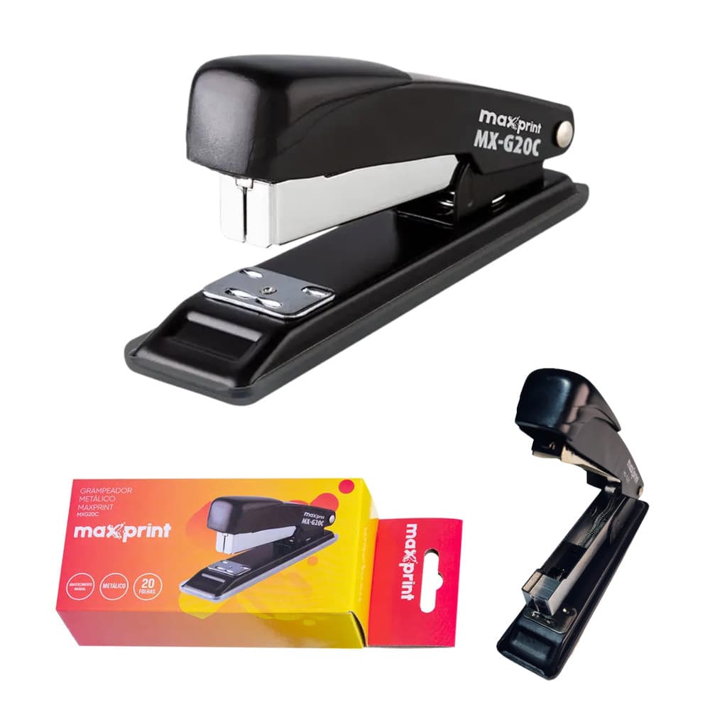 Grampeador Metal Maxprint MX-G20C 20 Folhas Preto Pequeno