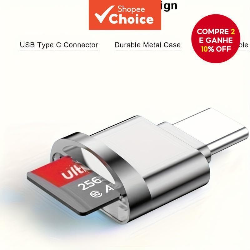 Leitor de Cartão Micro TF USB-C Adaptador Portátil Tipo C OTG para Samsung Mac iPhone 15 16