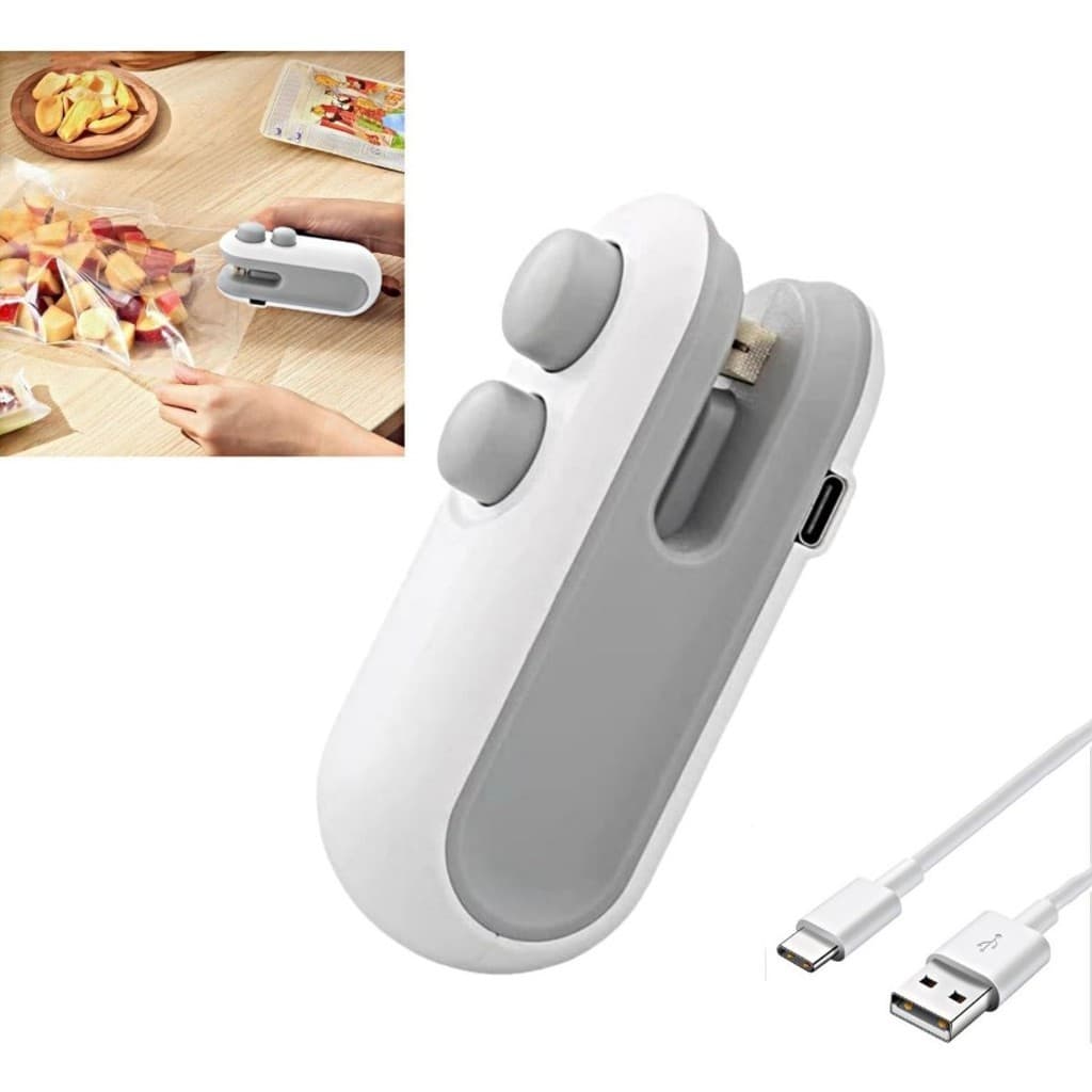 Mini Máquina Seladora Portátil  2 Em 1 Saco Plástico Embalagen Carregamento Usb Elétrica