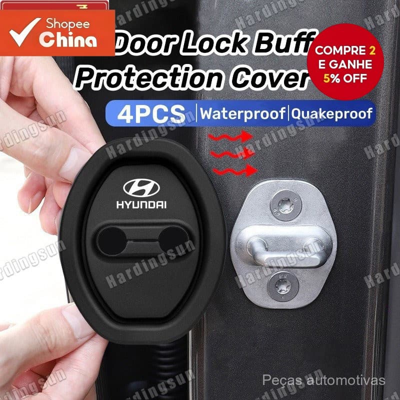 4 Unidades Capa de Proteção de Silicone para Fechadura de Porta de Carro Hyundai Acessórios de Amortecedor Silencioso GK