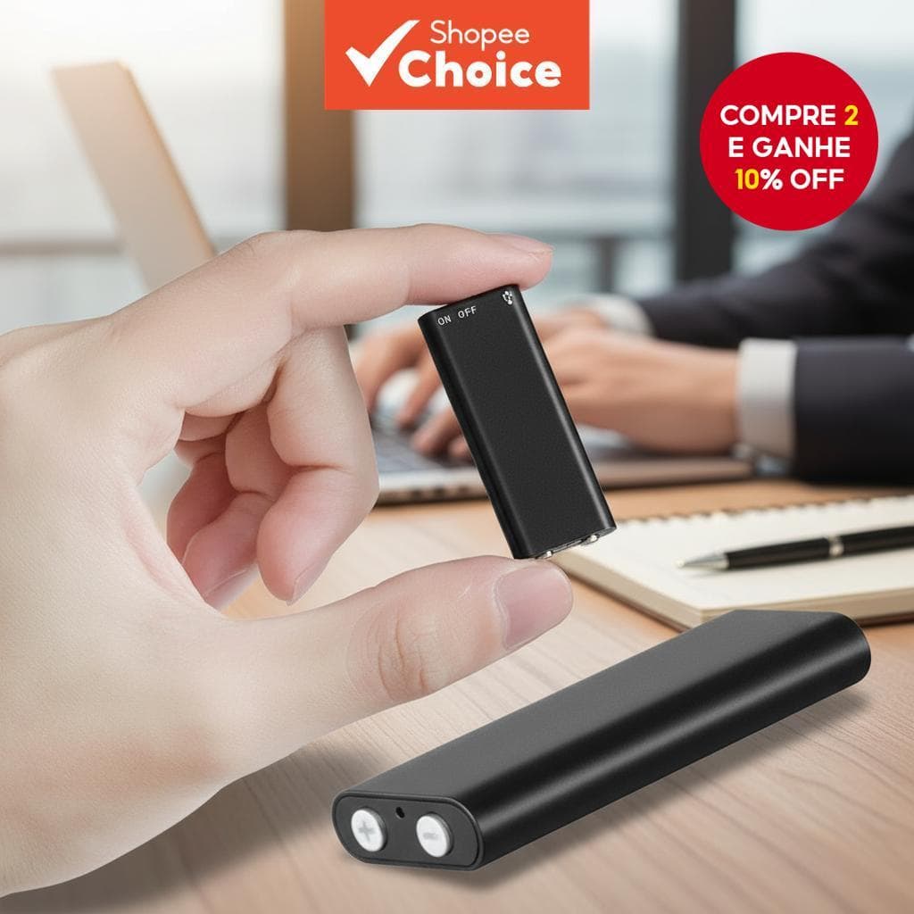  Gravador de Voz Mini 8GB, Digital Profissional para Áudio