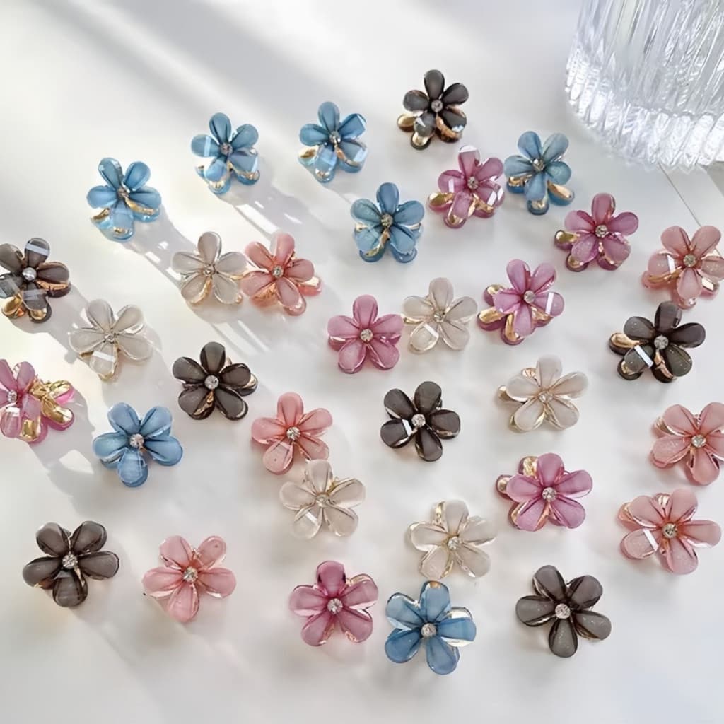 Kit 12/24/36 Peças Presilhas Piranha Flor Dupla Face – Grampos de Cabelo para Meninas e Acessórios de Estilo