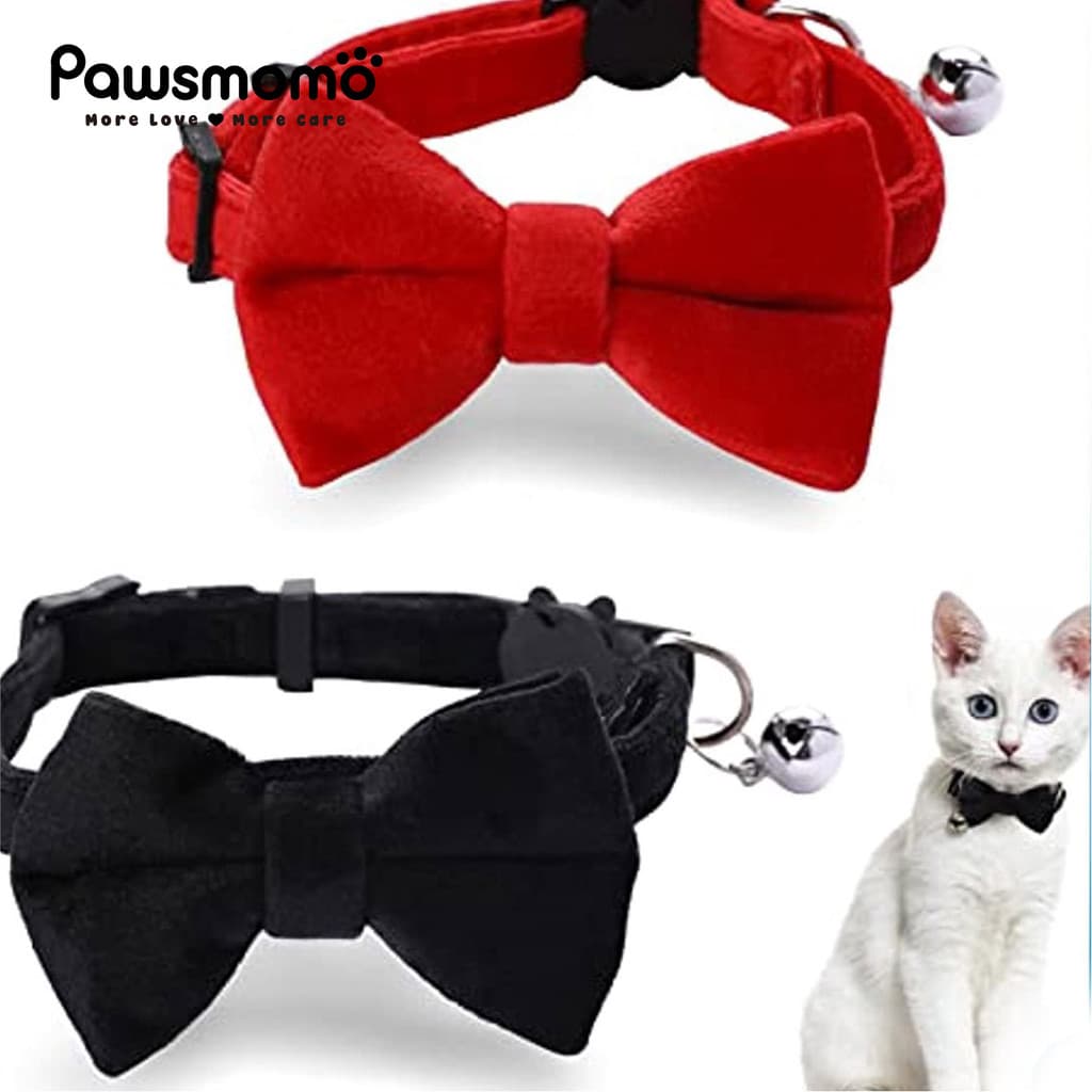 Coleira De Veludo Gato Fofo Gravata Para Gatos De Menino Gatinho Com Sino
