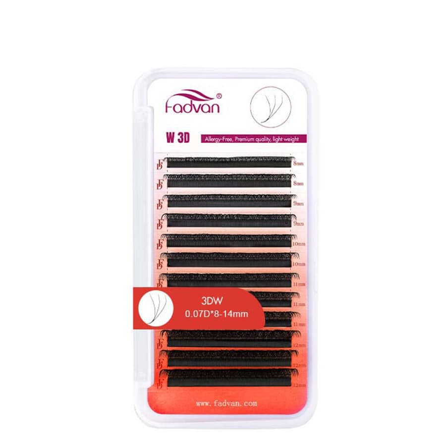 Cílios Fadvan W Shape 3d Extensões de cílios profissionais 0.07D Preto