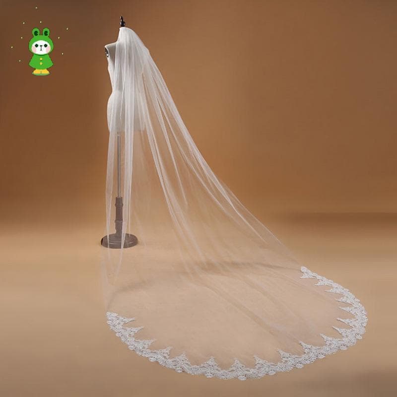 Véu De Casamento Longo 3m Uma Camada Marfim Branco Macio Tule Cabeça Acessórios Femininos